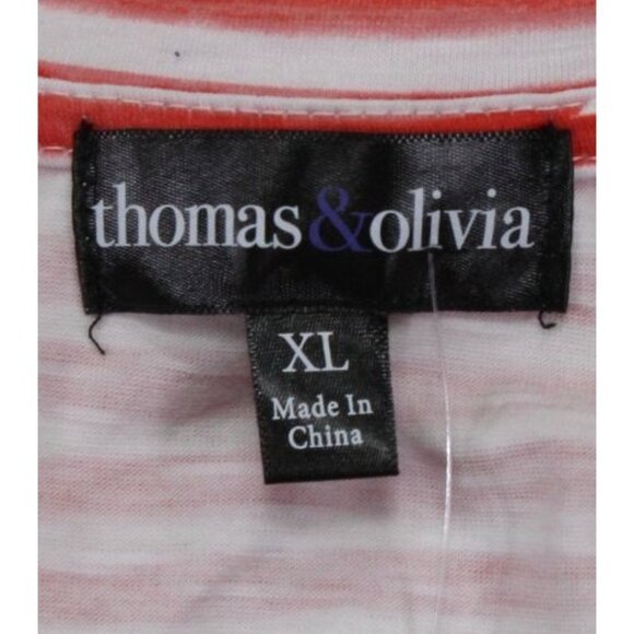 NWT Thomas & Olivia Womens V-Neck Striped Star Studded Short Sleeve T-Shirt XL - Picture 3 of 10